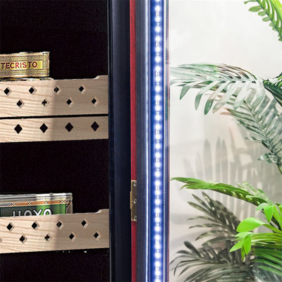 Bom preço Humidificação automática Frigorífico de charutos elétricos de madeira maciça vermelha Humidor com fechadura on-line