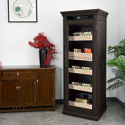 Bom preço Humidificador Eletrônico Humidor Cabinet Cigar Cooler Humidificador Com Marco de Madeira Marrom on-line