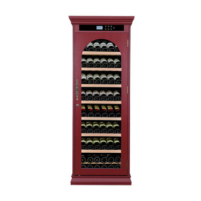 Bom preço Gabinete luxuoso para refrigerador de vinho em madeira maciça Borgonha com painel de controle digital e controle de toque on-line