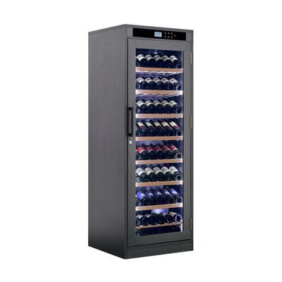 Bom preço Armário de refrigeração de vinho de madeira com painel de controle digital, iluminação LED e construção resistente à água para casa ou bar on-line