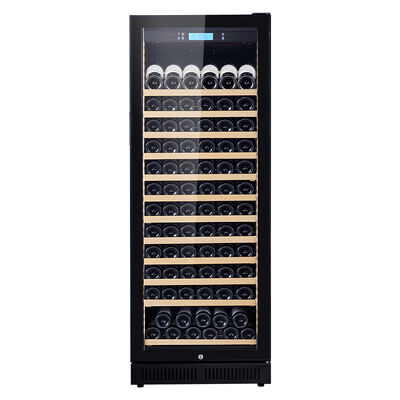 Bom preço Refrigerador de vinho de madeira de zona única com prateleiras de madeira ajustáveis, porta de vidro com armário e painel de controle digital on-line