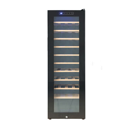 Bom preço Armário de refrigeração de vinho independente com controle de temperatura digital de 120 garrafas e porta de vidro protegida contra UV on-line