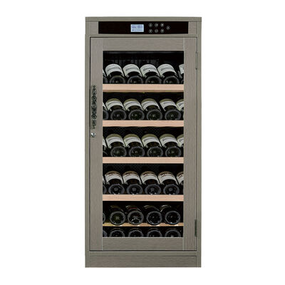 Bom preço Gabinete de adega de cozinha com acabamento em madeira cinza, controle digital de temperatura e iluminação interior LED on-line