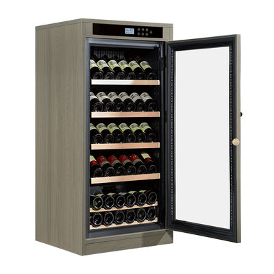 Bom preço Armário Refrigerador de Vinho em Madeira Clara com Controle Digital de Temperatura e Prateleiras Ajustáveis on-line