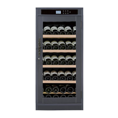 Bom preço Armário de refrigeração de vinho de madeira maciça de cozinha moderna com painel de controle de toque digital e porta de vidro temperado de parede dupla on-line