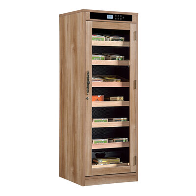 Bom preço Armário de humidor de charuto elétrico de madeira maciça com porta de vidro fechável e controle de umidade ajustável on-line