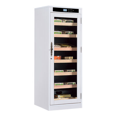 Bom preço Umidificador moderno de refrigerador de charuto branco com umidade ajustável 65-75% RH, controle de tela sensível ao toque e fechamento de porta de vidro temperado on-line