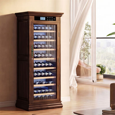 Bom preço Frigorífico de vinho de cozinha de quadro de madeira com controle de temperatura digital preciso on-line