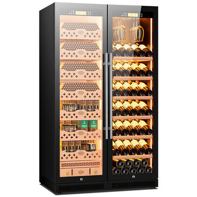 Bom preço Gabinete umidificador eletrônico para charutos de zona dupla com prateleiras de cedro espanhol on-line