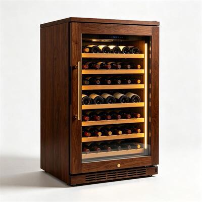 Bom preço Armário refrigerador de vinho de madeira de nogueira refrigerador de vinho autônomo de temperatura constante on-line